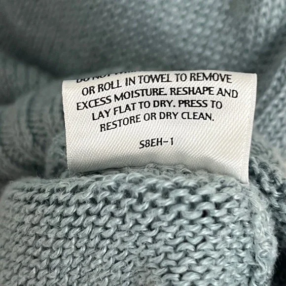 Eileen Fisher Knit Tunic Top, Italian Hemp, Short Sleeve, V Neck, Blue, L‎ - Picture 5 of 5